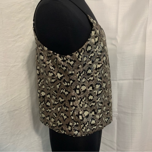 Le Lis Sequin Leopard Print Cami Top, NWT, Size Large- fits 10/12, Fully Lined - Picture 13 of 14
